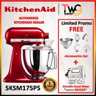 [FREE SHIPPING + GIFT] KitchenAid Artisan 4.8L Tilt-Head Stand Mixer With Twin Bowls (5KSM175PS)