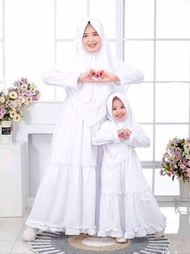 COD Baju Gamis Wanita Warna Polos Putih Couple Ibu Dan Anak Perempuan Terbaru Kekinian Baju Gamis Ma