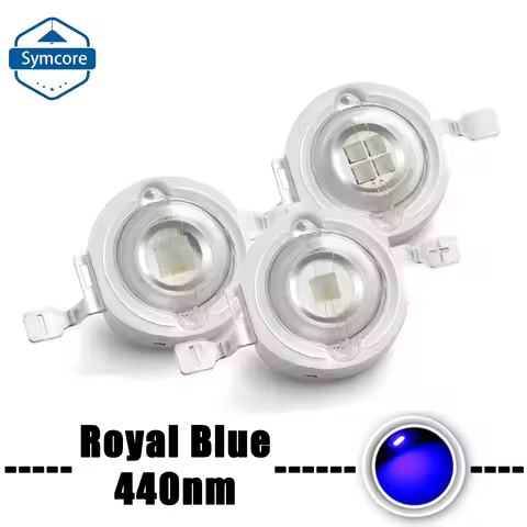10Pcs Royal Blue LED Grow Chip 440nm Light Beads 1W 3W 5W Emitter Blub LED Chip For Indoor Aquarium