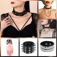 Punk Bracelet Necklace Row Spikes Rivet Stud Wide Cuff Leather Bracelet Punk Gothic Rock Unisex Bang