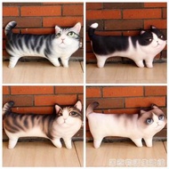 3D印花三腳貓抱枕可愛貓咪毛絨玩具中號公仔寵物擺件生日禮物