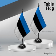 Estonia Country Table Flag, Smooth Velvet Fabric + Wooden Stand Table Flag/, Room Decoration