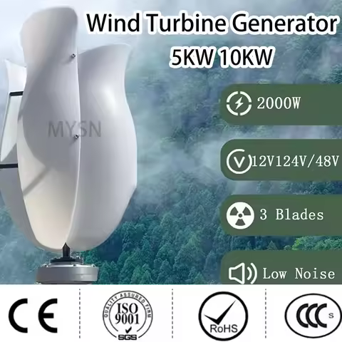 24V 12V Homeuse Wind Turbine 10KW 48V Portable Vertical Axis Wind Turbine Generator Windmill MPPT 5K