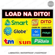 Load na Dito Cash-in Cash Out Gcash Loading Station - Laminated Signage - A4 / A3 Size