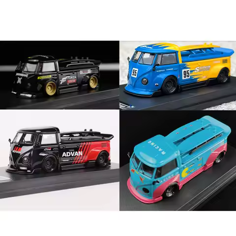 LF 1:64 T1 Van Pickup Truck SPOON Painting Alloy Diecast Model Car Vehicles Classical Buses Collecta