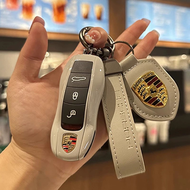 สำหรับ Porsche macan เปลือกกุญแจโล่สีเทา taycan911 พวงกุญแจ