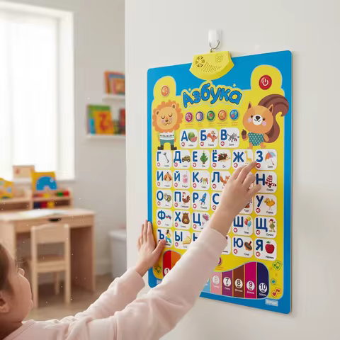 Russian Learning Wall Chart Alphabet Talking Poster Russia Kids Education Toys Electronic ABC Poster