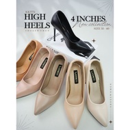 K7772 PU Leather Shoes Soft 4-Inch High Heels Add 0.5 Inch Face High Heels for Women