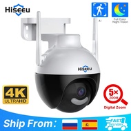 DCVF Hiseeu 4K 8MP WiFi PTZ IP Camera 5xZoom Human Detection Video Monitoring Outdoor Color Night Vision Security Protection Camera IP Security Cameras