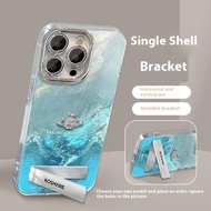 [315] Suitable for Apple 16pro Phone Case 2025 New Female 15promax Blue Gradient Planet Bracket iPho