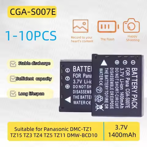 CGA-S007E CGA-S007 Camera Battery 3.7V 1400mAh Rechargeable Battery for Panasonic DMW-BCD10 DMC-TZ1 