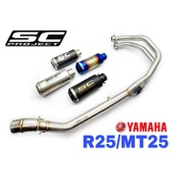 SC Project Exhaust Yamaha MT25 R25 Full System Tabung Muffler Carbon Fiber MT 25 R 25 SCProject Ekzo