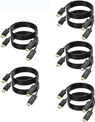 UVOOI 4K DisplayPort to HDMI Cable 6 Feet 10-Pack, Uni-Directional Display Port (DP) to HDMI Cable 6FT Adapter (4K@30Hz, 1440P/2K@60Hz, 1080P@120Hz) Compatible for Monitor, HP, DELL, GPU, AMD, NVIDIA