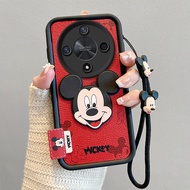 Casing Honor X9b 5G Casing Honor Magic 6 lite Casing Textured Leather Cute Compatible with Mickey Ca