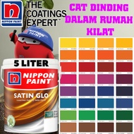 NIPPON SATIN GLO 5 LITER  INTERIOR SHEEN WASHABLE PAINT  / CAT DINDING DALAM RUMAH KILAT ( ACCENT )