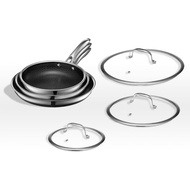 HexClad Hybrid Nonstick 6-Piece Fry Pan Set, 8, 10 and 12-Inch Frying Pans with Tempered Glass Lids,