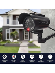 模擬攝像機 防水安全閉路電視模擬監控攝像機,室內外使用,帶閃爍紅色 Led 燈,不含電池,使用太陽能