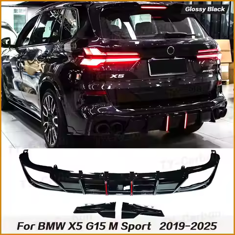 For BMW X5 G05 Car Rear Bumper LED Light Diffuser Lip Body Kit Exhaust Guard Splitter Spoiler G05 X5