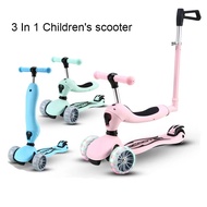 3 In 1 Children's scooter Scooter with Flash Wheels Kick Scooter for 2-12 Year Kids Adjustable Height Foldable Children Scooter