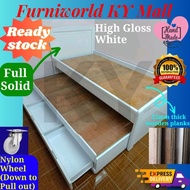 ✨ Ready stock✨Export Quality Full Solid Single Bed With Pull out & Drawer High Gloss White 3 layer |