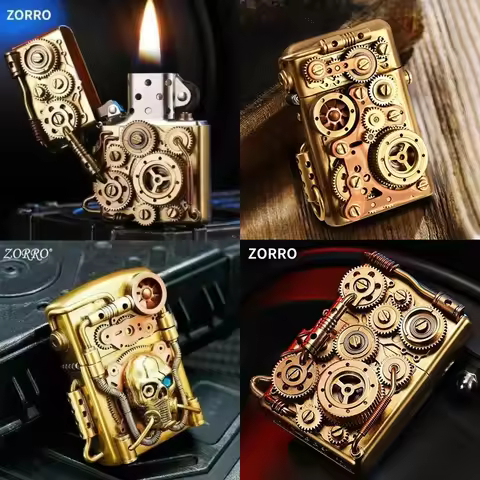 Creative Pure Copper Lighter Personalized Mechanical Steampunk Lighter Gear Linkage Cool Men's Gift
