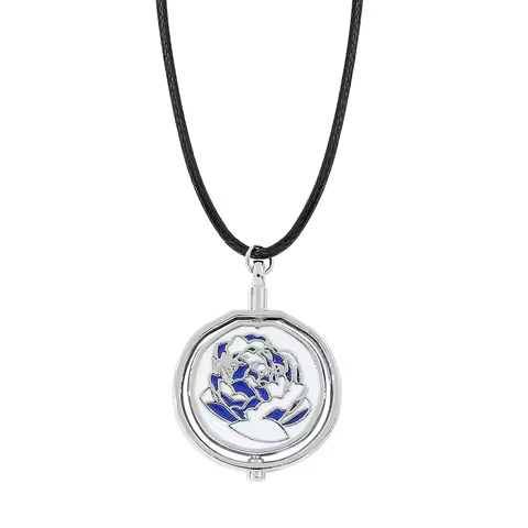 Anime Arcane Season 2 Ekko Rotatable Blue Rose Necklace Fashion League of Legends Jinx Pendant Cospl