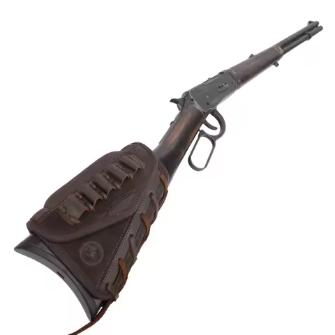 Tactical Rifle Buttstock Hunting Leather Shotgun Stock Cover with Shell Cartridge Holder for .308 .3
