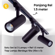 10W Spotlight Package 1 Set of 3 + 1.5M Track Light Rail Spotlight