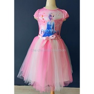 Kids Girl Frozen Dress Gaun Kembang Princess Baju Frozen Budak Perempuan Kids Princess Dress Birthday Party Dress