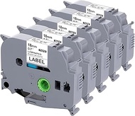 Weemay 5 Pack Compatible TZ Tape 18mm 0.7 Laminated White TZc241 for Brother Label Maker P Touch 3/4