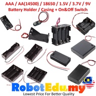 Battery Holder only/ Casing with On & Off Switch Single / Double Slot AA AAA 14500 18650 9V 3.7V 1.5