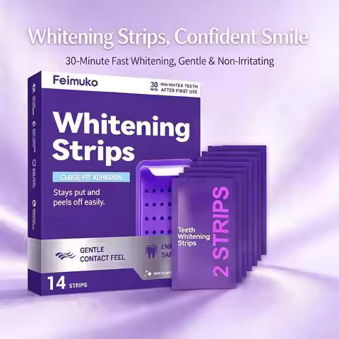 Purple Teeth Whitening Strips for Sensitive Teeth Remove Coffee Wine Smoking Stains Non Slip Improve