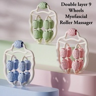 Quality Double Layer 9 Wheels Myofascial Roller Massager Muscle relaxer Fitness Equipment Thigh Trim