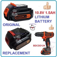 BDCDD12K 10.8V 1.5AH LITHIUM BATTERY BATERI REPLACE BDCDD12PJ SPARE PART BDCDD12HS DRILL CORDLESS