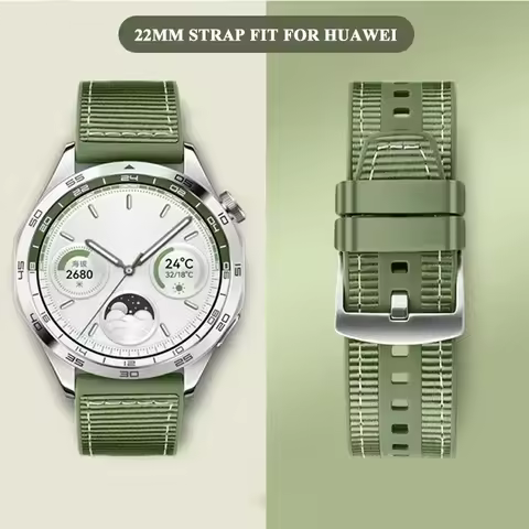 22mm Silicone+Woven Strap for HUAWEI WATCH GT4 GT5 Pro 46mm Watch 4/3 Pro Smartwatch Band for Huawei