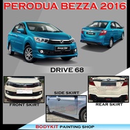 PERODUA BEZZA 2016 D68 DRIVE 68 STYLE FULLSET SKIRTING (FRONT SKIRT,SIDE SKIRT, REAR SKIRT) PU GETAH BODYKIT