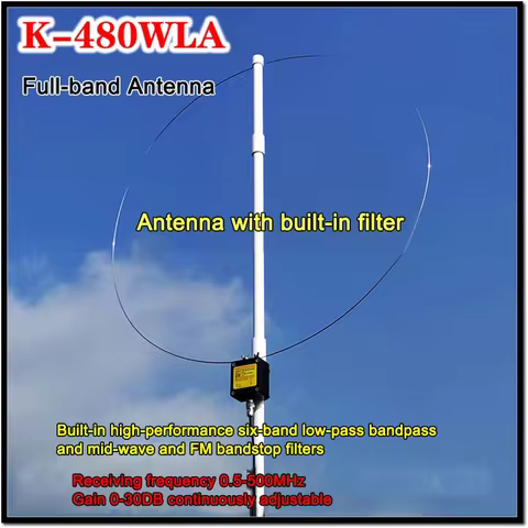 K-480WLA MW/SW/FM/Airband /UHF /VHF 0.5MHz-500MHz Full Band Antenna LOOP Small Loop Short Wave Anten
