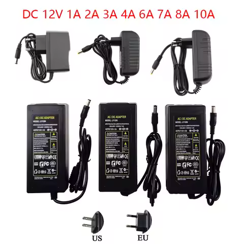 AC DC 12 Volt Universal Power Supply Adapter 12V 1A 2A 3A 4A 6A 7A 8A 10A 220V To 12V Power Adapter 