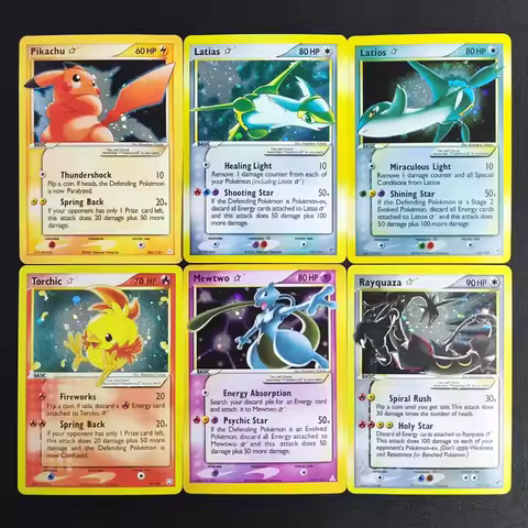 Diy Pokemon Card Gold Star Pikachu 104/110 Mewtwo 103/110 Rayquaza 107/107 Torchic Latias Ex Holon T