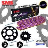 ✅100% ORI HTM E-BONUS110 EBONUS 415 SPORT BONUS (1SET) SPROCKET WITH 415H MUSK PURPLE CHAIN 415 E-BO