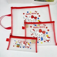 Transparent Transparent Hello Kitty A4 File Bag Student Mesh Nylon Cartoon Zipper Storage Bag Cute T