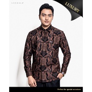 KEMEJA Laskala Batik Premium Dhwani Black Men's Slimfit Long Sleeve Batik Shirt