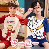 Children's Pajamas Short-Sleeved Boys' Summer Boys 3-14 Years Old Thin Cartoon Iron Man