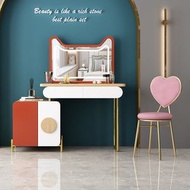 CLASSIC FURNITURE - 簡約現代梳妝枱睡房小型化妝枱帶儲物櫃收納櫃(LED燈妝鏡）W80CM