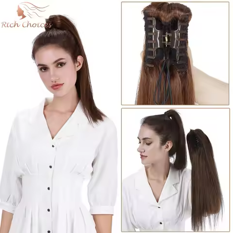 Human Hair Claw Clip Ponytail Extension Drawstring 14-22Inches Straight Hair Piece High Pony Tails f