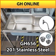 FREE STANDING SINK PORTABLE SINKI WITH 201 SUS STAND /SINKI KAKI SET  INCLUDE WASTE AND FITTINGS GH6