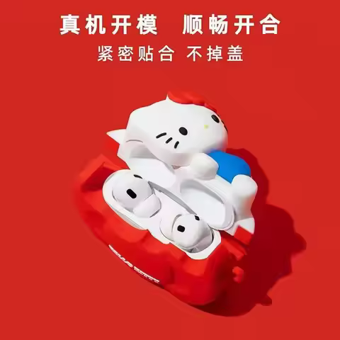 Earphone Case For Airpods Por3 Pro2 Pro Airpods 4 3 2 1 3D Holding Bowknot Hello Kitty Soft Silicone