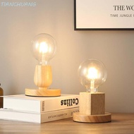 TIANCHUANG Bulb Holder Bedroom E27 Night Light Home Decor Solid Wood Bohemian Wood Lamp Holder