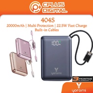Yoromi YPB-404S 20000mAh Mini Power Bank Cas Cepat 22.5W 20W Dengan Kabel Dual iP Type-C LED Digital