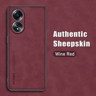 Jingsanc Ốp da cho Oppo A58 4G trường hợp sang trọng da cừu mềm silicon Ốp điện thoại TPU đơn giản c